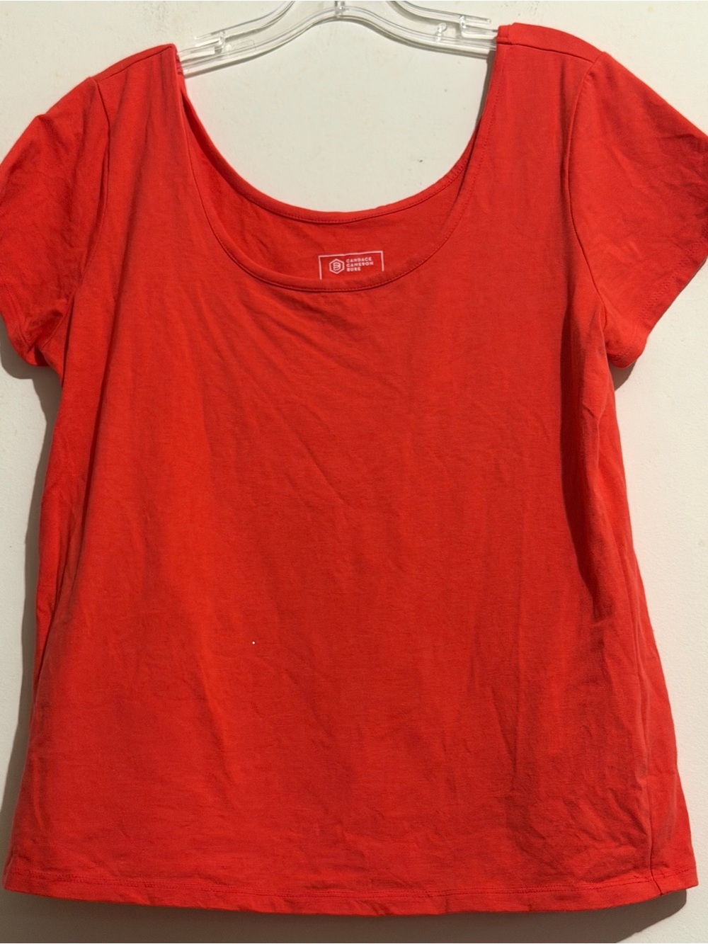 Candace Cameron Bure V-Neck Short Sleeve Top - Red